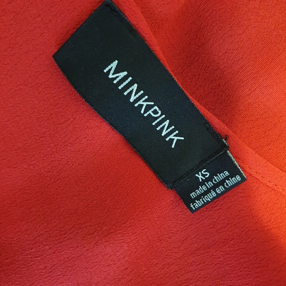 Mink Pink wrap midi dress Red S XS strappy tie waist frill hem cocktail v-neck - Picture 11 of 11